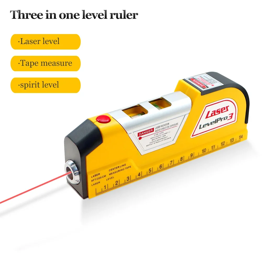 

Laser Level And Distance Meter Vertical & Horizontal Lasers Tape Aligner Bubbles Ruler,For Garden Building Woodworking Tools Qkg