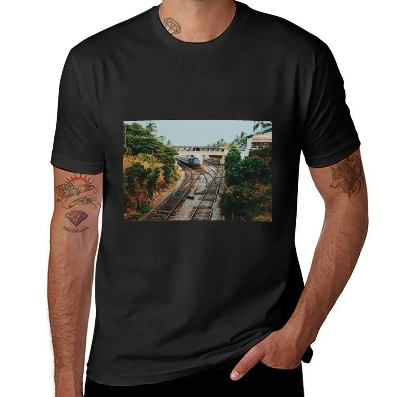 Colombon Train Station T-Shirt plus sizes new edition men workout shirt