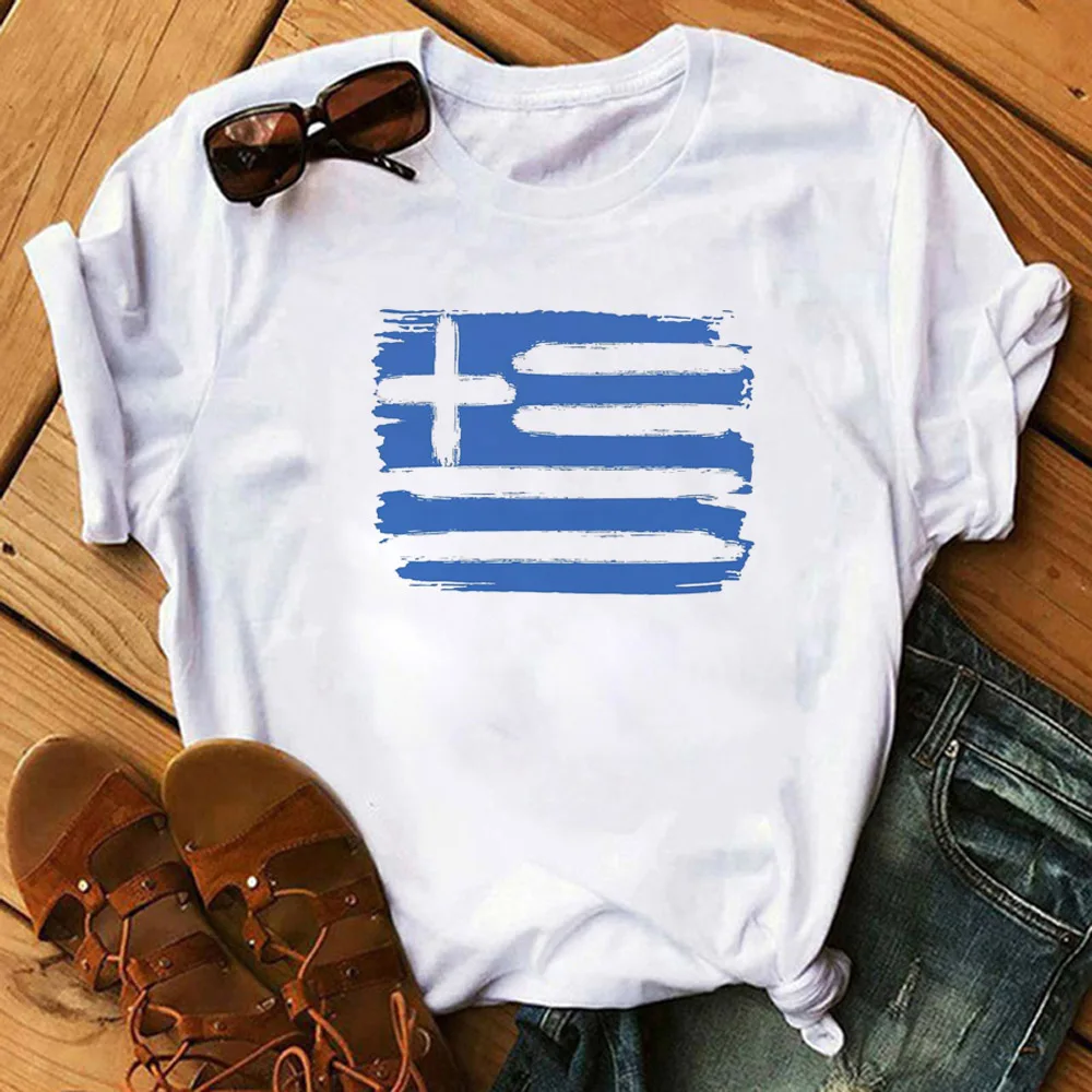 Greece t shirt women designer Y2K top girl streetwear manga comic clothing