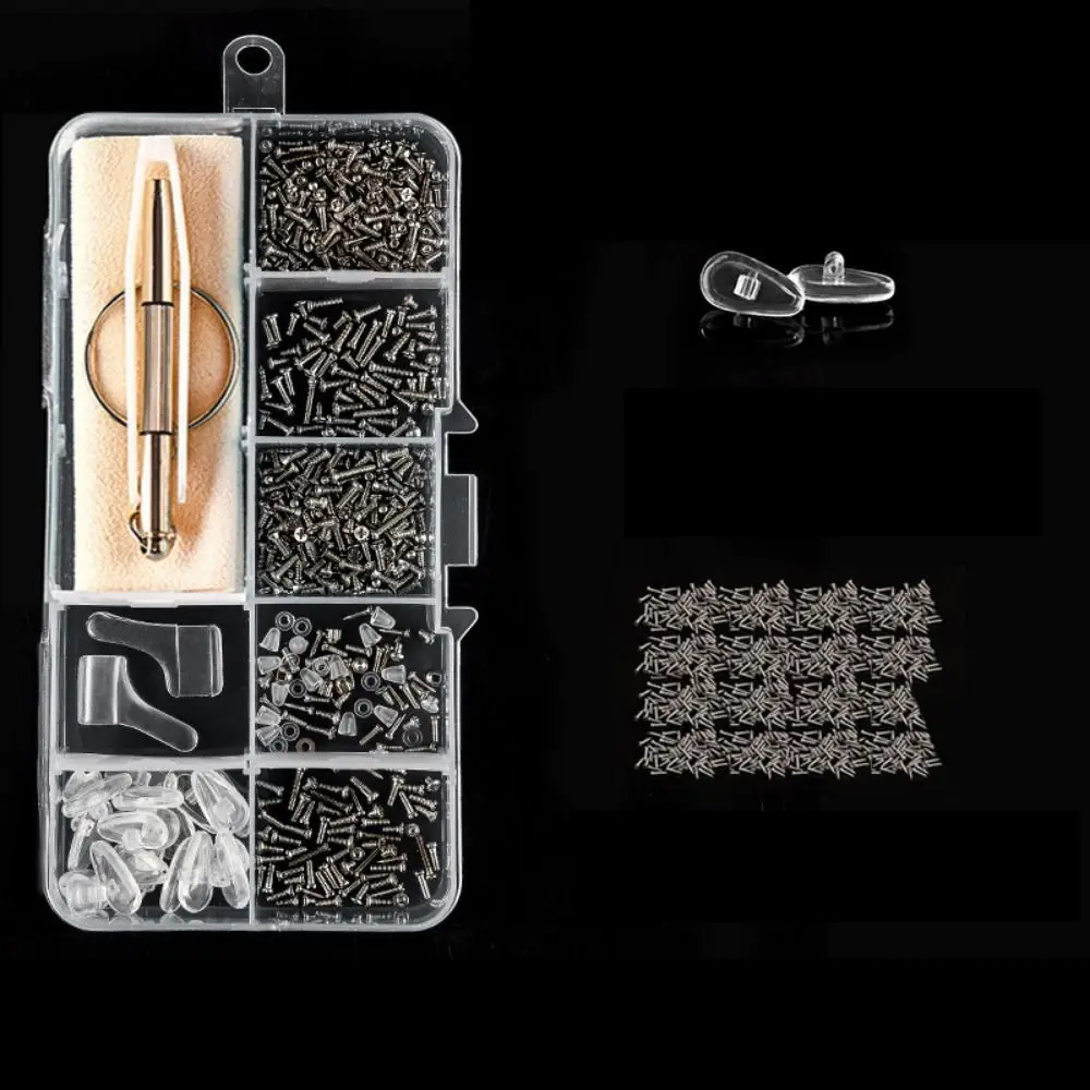 

Силиконовый комплект для ремонта очков, сменные прочные прецизионные наборы винтов, прочные противоскользящие носоупоры, ремонтный комплект для дома