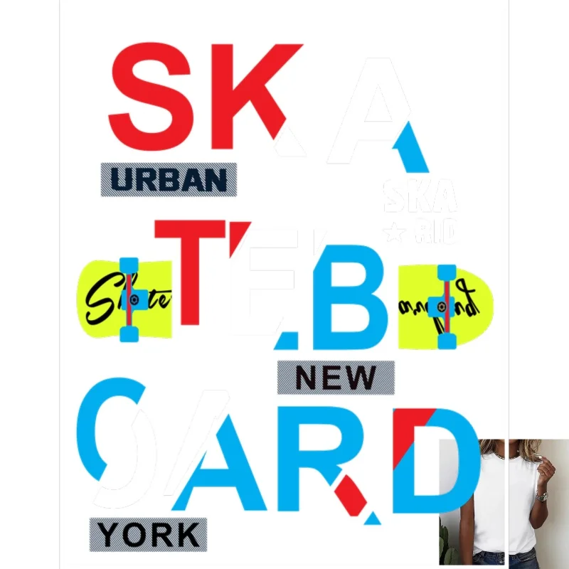 Trendy Trendy Skateboard Element Heat Transfer White Ink Iron - on, Personalized Letter Pattern, Suitable for T - shirts/Canvas Bags, - Aliexpress Deal