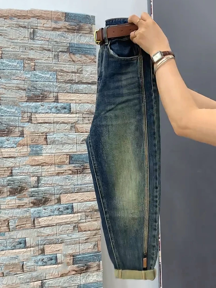 Imagem -03 - Jeans Reto de Cintura Alta para Senhoras Ajuste Solto Calça Jeans Haren Stretch Jeans até o Tornozelo Novidade para Primavera e Outono 2023