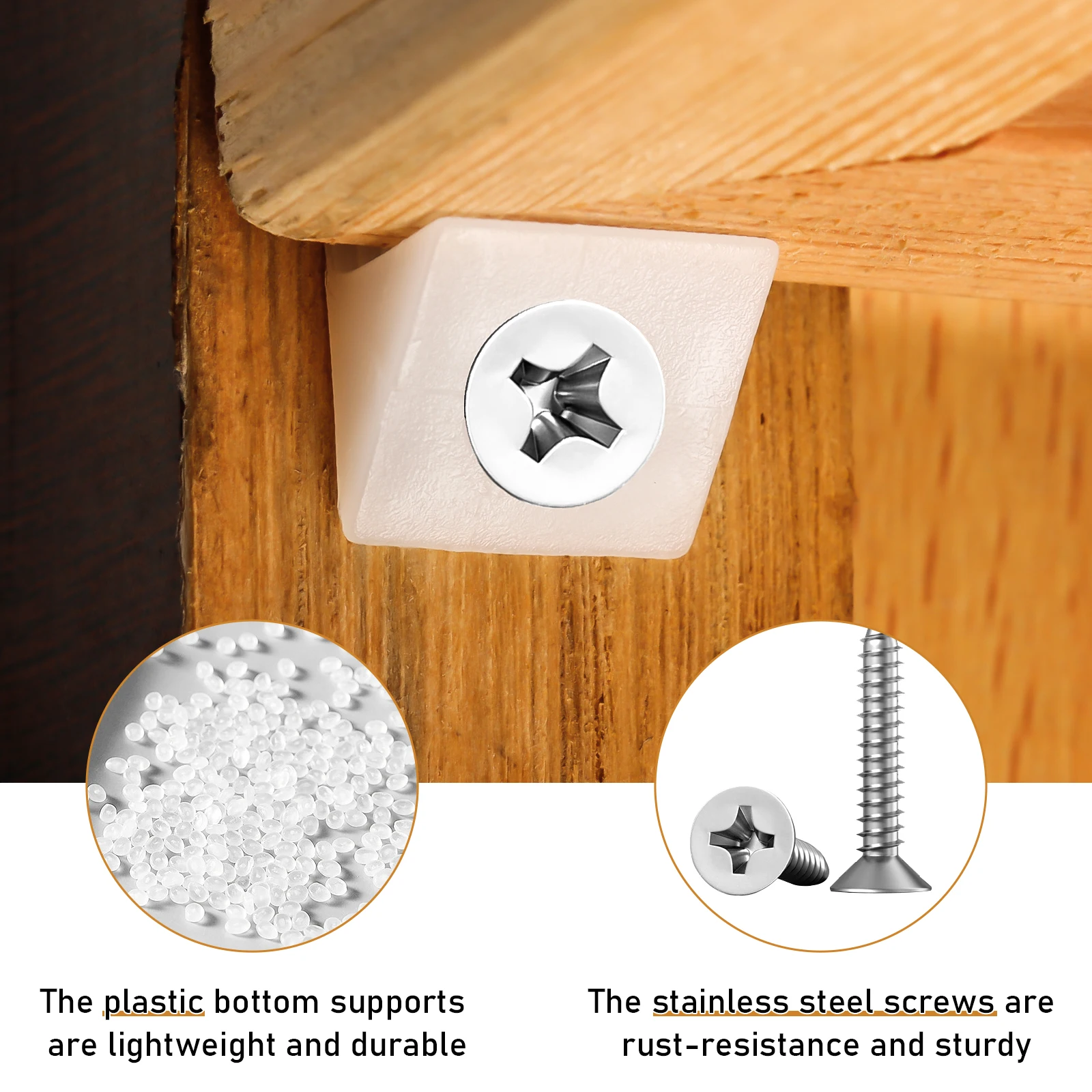 60set 수리 고정 서랍 상자 바닥 처짐 지원, 플라스틱 수선 웨지 나사 가구 수선 웨지 코너 브래킷