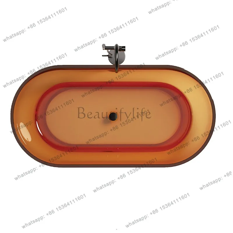 Oval transparent resin bathtub Small apartment household independent colored crystal hotel B & B bathtub