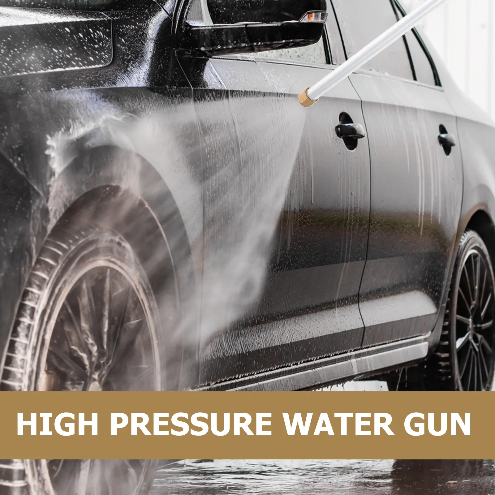 Car Water Gun Tool Blue Handle Extendable Aluminum Wand 3/4” Garden Hose Adapter Jet Fan Tips High Pressure Washer Glass