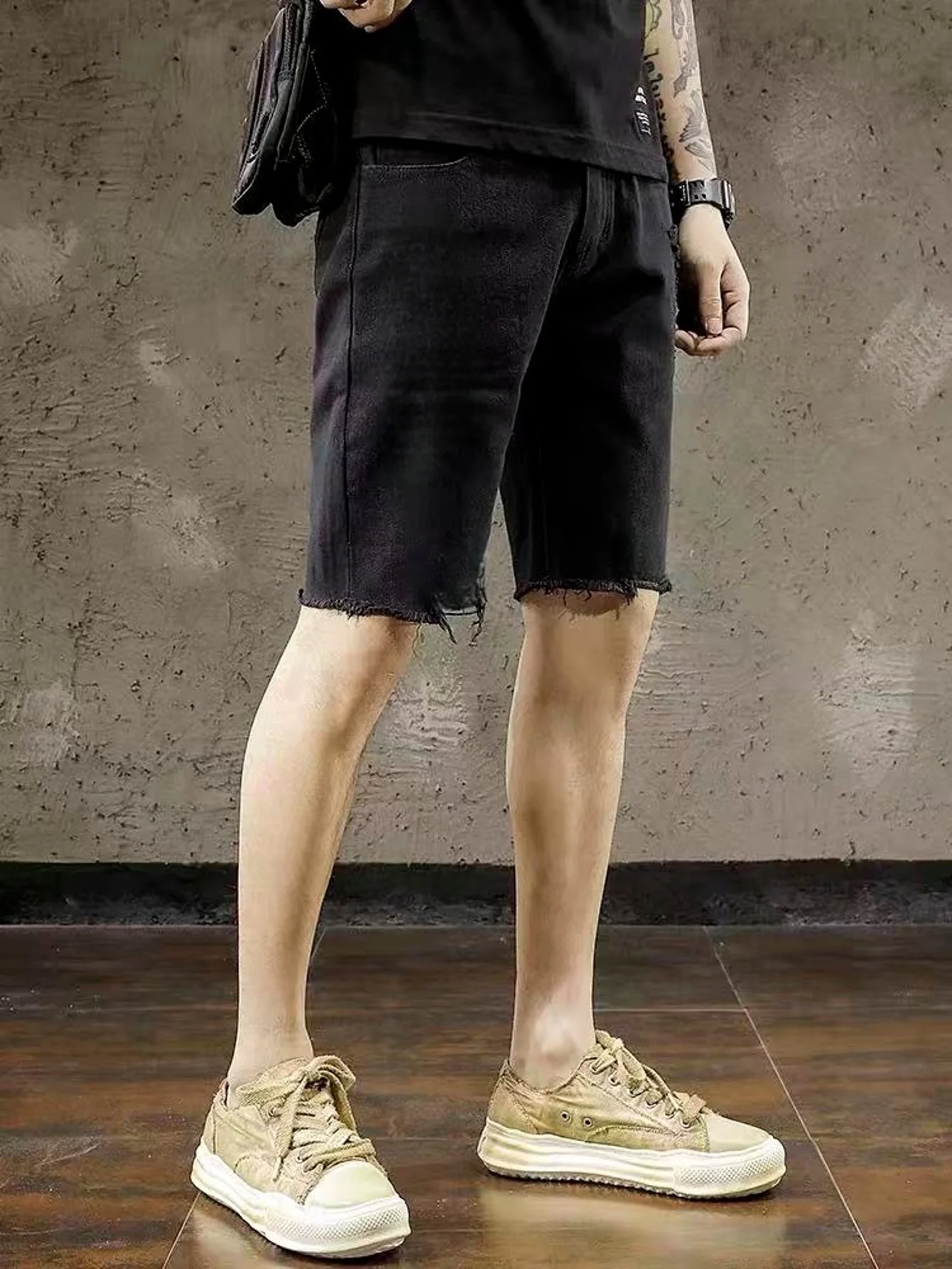 

Мужские черные джинсовые шорты Slim Fit в оригинальном уличном стиле Drip Man Pants Jeans Wear