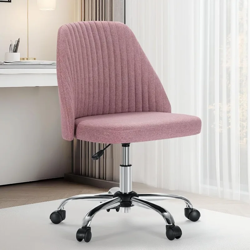 

Modern Fabric Home Office Desk Chairs with Wheels Adjustable Swivel Task Computer Vanity Chair for Small Spaces