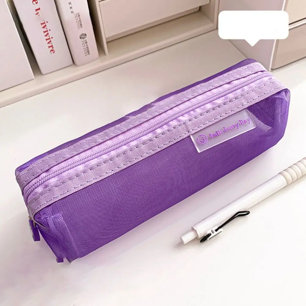 Einfaches transparentes Mesh-Federmäppchen mit großer Kapazität, multifunktionale Test-Briefpapiertasche, verschleißfeste tragbare Aufbewahrungstasche