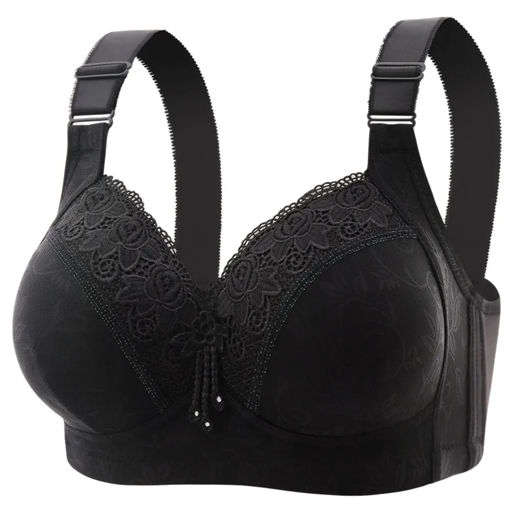 Plus Large Size Elderly Mothers Lace Bra Close-fitting Gathering Anti Sagging Lace Women's Underwear Lingerie Shockproof