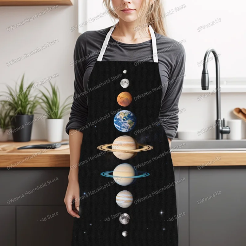 The Planets in The Solar System Graphic Apron Household Cleaning Clothing Sleeveless Kitchen Men Women Home Baking Waist Bib