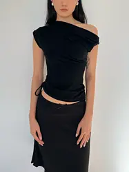 Women  ORIGINAL SIN One-shoulder Styling Ribbed Tshirt Top Tee