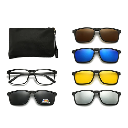 Gafas de sol magnéticas ópticas polarizadas para hombres y mujeres, Clip magnético, montura de gafas de sol, Clip Polaroid personalizado, 6 en 1