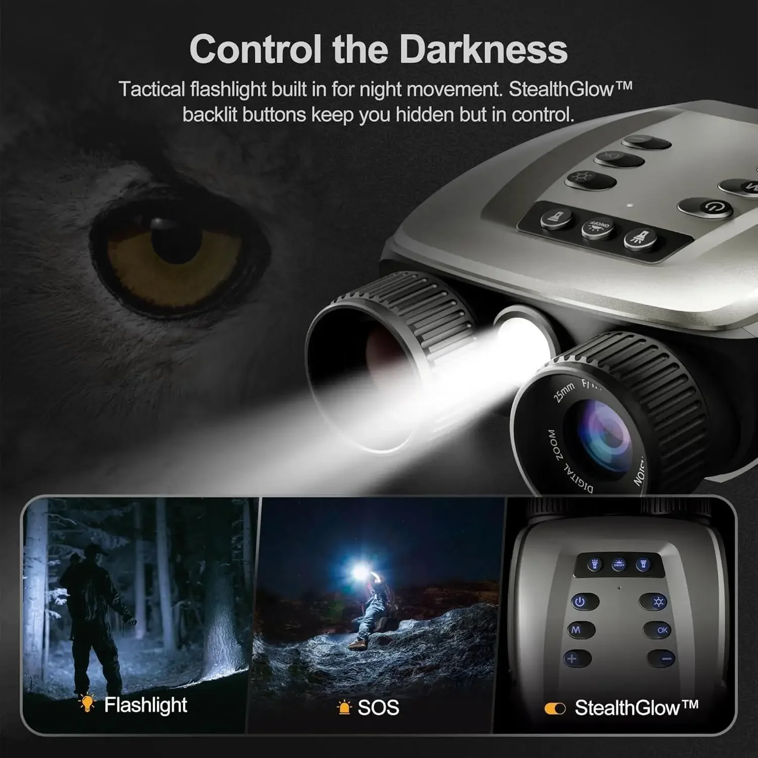 نظارات Night Thunder X3 للرؤية الليلية - مناظير رؤية ليلية بدقة 4K AI للبالغين مع صورة 40 ميجابكسل