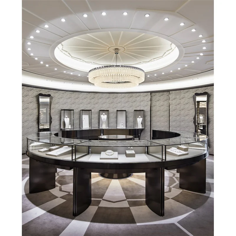 (Customized) Luxury Jewelry Showcase Design with LED Lights Retail Jewelry Showcase Kiosk