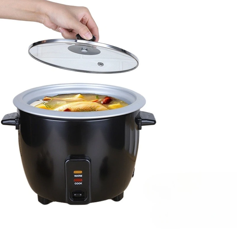 220V White Pot Style Mini Rice Cooker Food Steamer Multi Cooker Nonstick Steam Tray Tempered Glass Lid Easy Cleanup