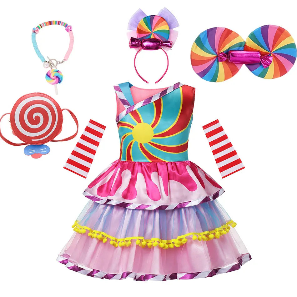 

New Girl's Candy Dress Summer Sleeveless Costume Cosplay Carnival Festival Christmas Vestidos Children Fansy Robe Kid Clothes