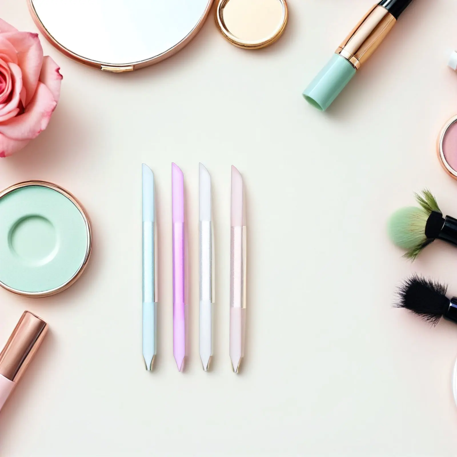 

4Pcs Nail File Glass Cuticle Pusher Double Sided Nail Buffer Manicure Stick Nano Glass Precision Tool for Home Salon