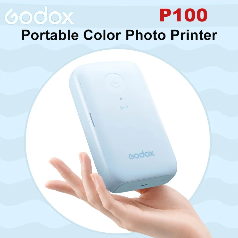 Godox P100 Portable Color Photo Printer Wireless Bluetooth NFC Home Small Instant Thermal Paper Stickers Paper Mini Printers