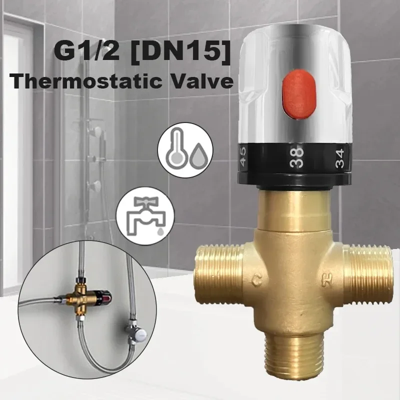 

Bathroom Shower Faucet Brass Thermostatic Mixer Valve Static Pipe Thermostat Faucets Water Temperature Control Bidet Shower
