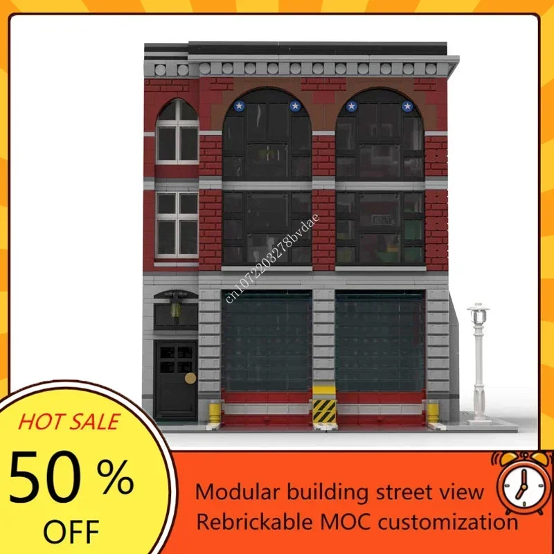 Fire Department Modular MOC Creative street view Model Building Blocks Architecture DIY Education Assembly Model Toys Gifts