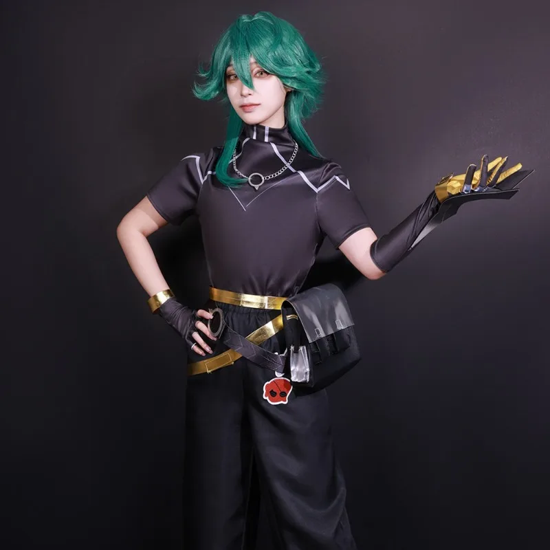 Traje de cosplay arcano LOL masculino, Ezreal, roupas EZ, cabelo verde, dramatização de Carnaval de Halloween, perucas de festa, League of Legends