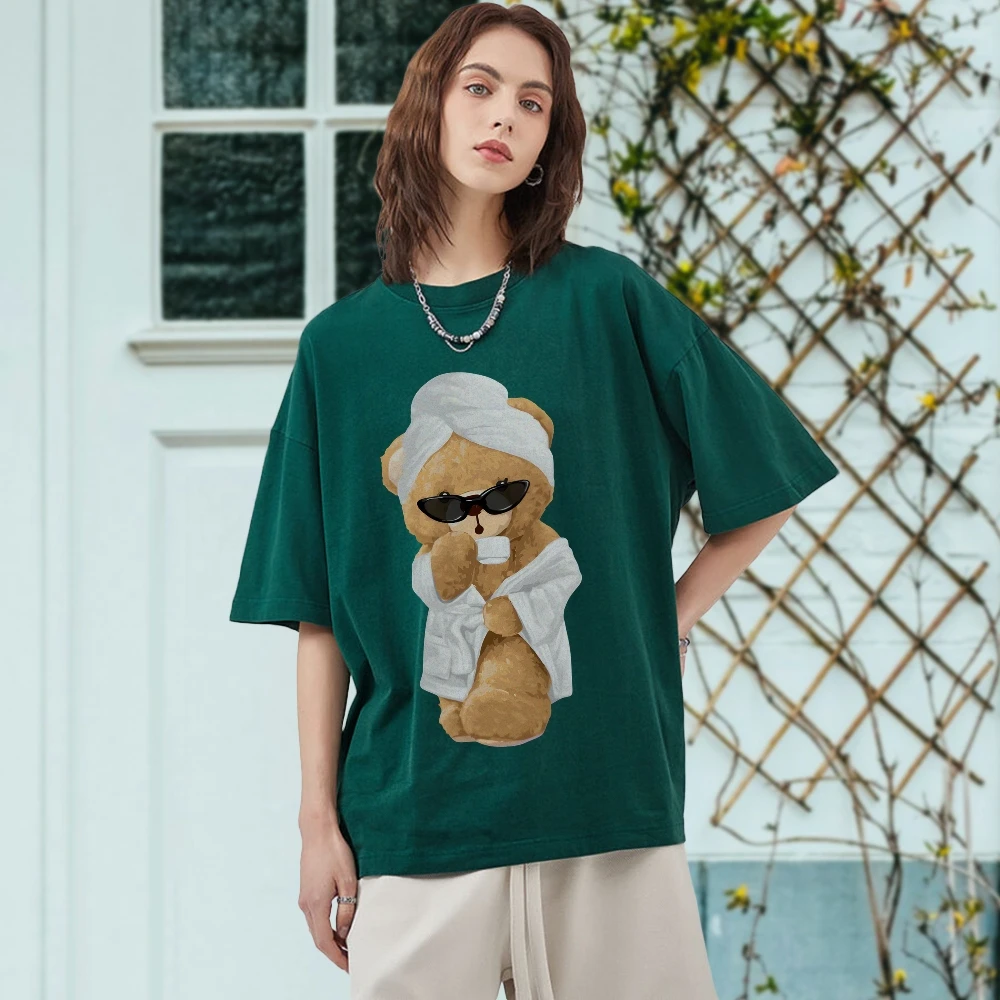 

Y2k Graphic T-Shirt, Relaxed Teddy Bear Print, Cute, Cozy and Charming,Cute Style, Soft Fabric for Comfortable Casual Looks