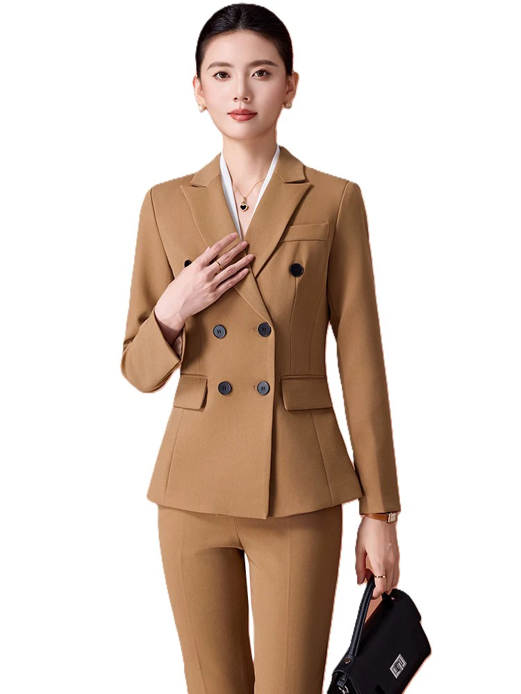 

Navy Gray Black Khaki Women's Pant Suit Office Ladies Work 2 Piece Set Female Blazer Jacket And Trouser
