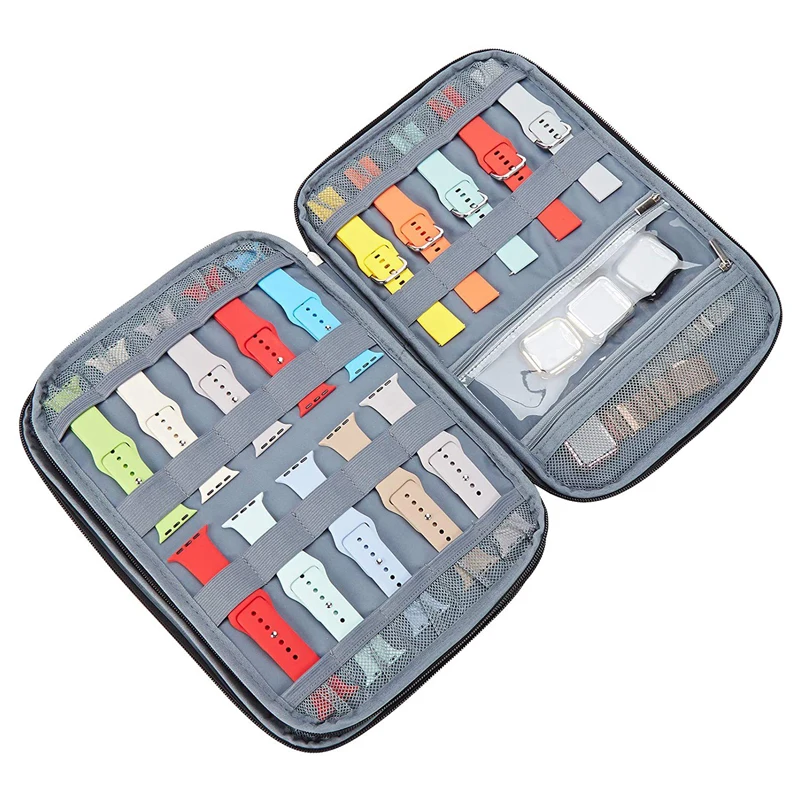 กล่องเก็บสายนาฬิกา - ที่เก็บสายนาฬิกาแบบพกพา กระเป๋าใส่ของสำหรับเดินทาง สำหรับผู้หญิง ผู้ชาย ใช้ได้กับสายนาฬิกาทุกขนาด