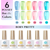 BORN PRETTY 6pcs Jelly Color Gel Nail Polish Set Semi permanent Soak Off UV LED Varnish Nail Supplies Salon Kits