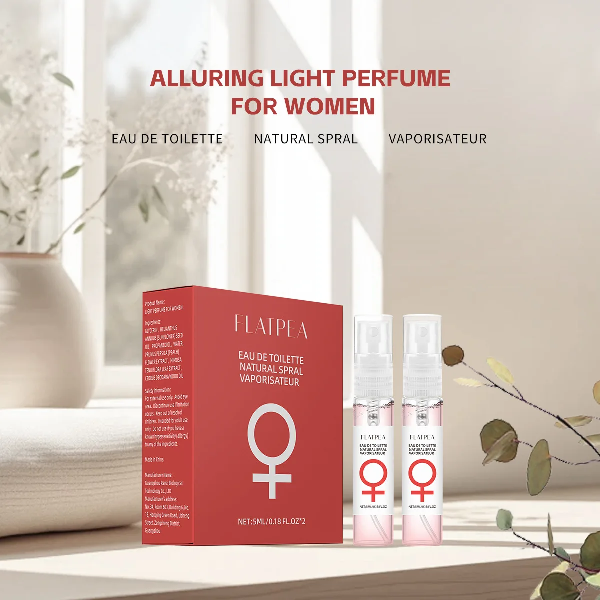 Women's Pheromone Perfume Spray Alcohol-free Perfume Lasts for A Long Time and Is Not Pungent