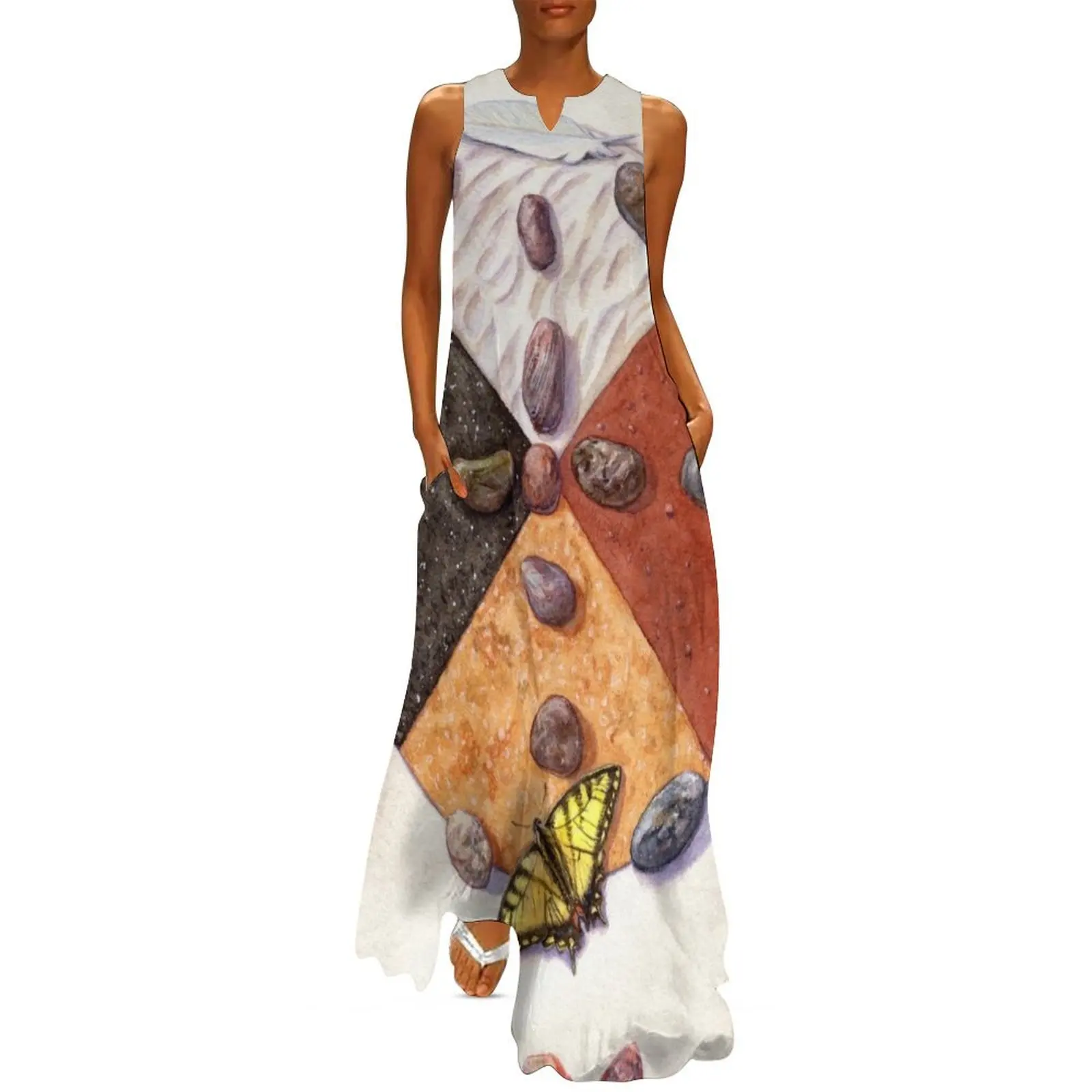 Canada- Card 4 - Medicine Wheel Long Dress long dresses for women evening dress ladies Women dresses summer Female dress