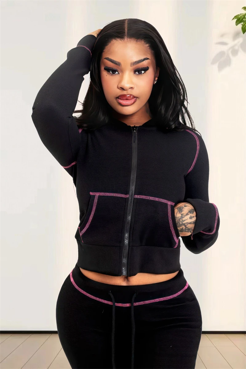 Streetwear 2 Piece Sets Women Outfit Fall Clothes 2024 Women Hoodies Crop Top and Flare Pants Sets Casual Sweatsuits Woman Sets