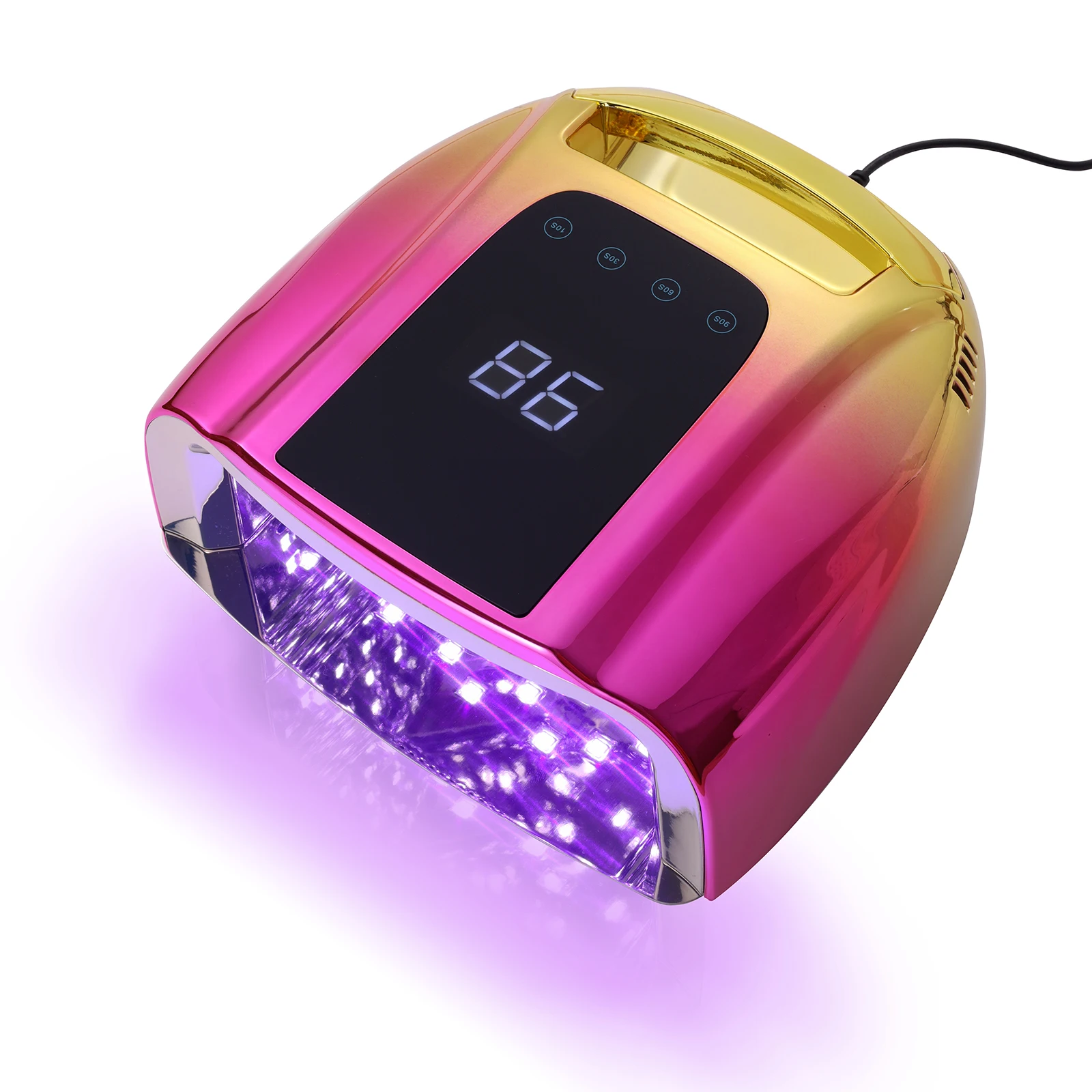 96 W UV-Nagellampe, nicht wiederaufladbar, Gel-Lampe, professioneller LED-Nagellichtrockner mit automatischem Sensor, schnell aushärtende Edelstahlplatte