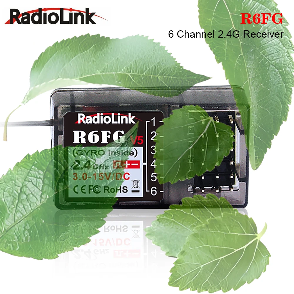 Ricevitore Radiolink R6FG a 6 Canali 2.4G con Telemetria in Tempo Reale, Alimentazione 3-15V DC 6g per Trasmettitore RC Auto e Barca