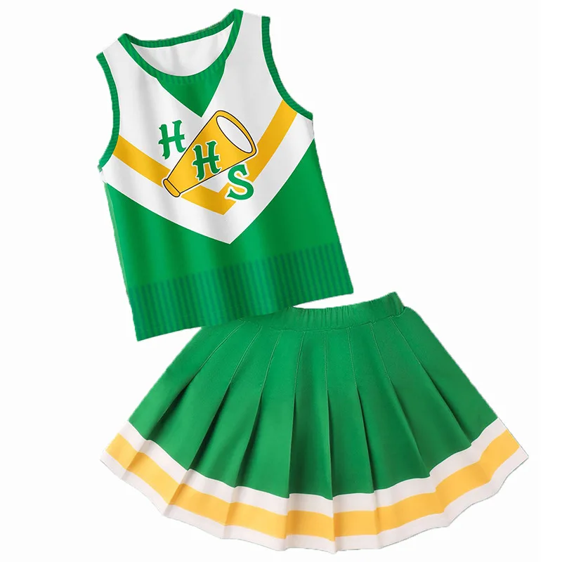 

Children Cheerleader Dress Pleated Skirt And Sleeveless Top Two Pieces Sets For Girls Football Competition Cheering Team Costume