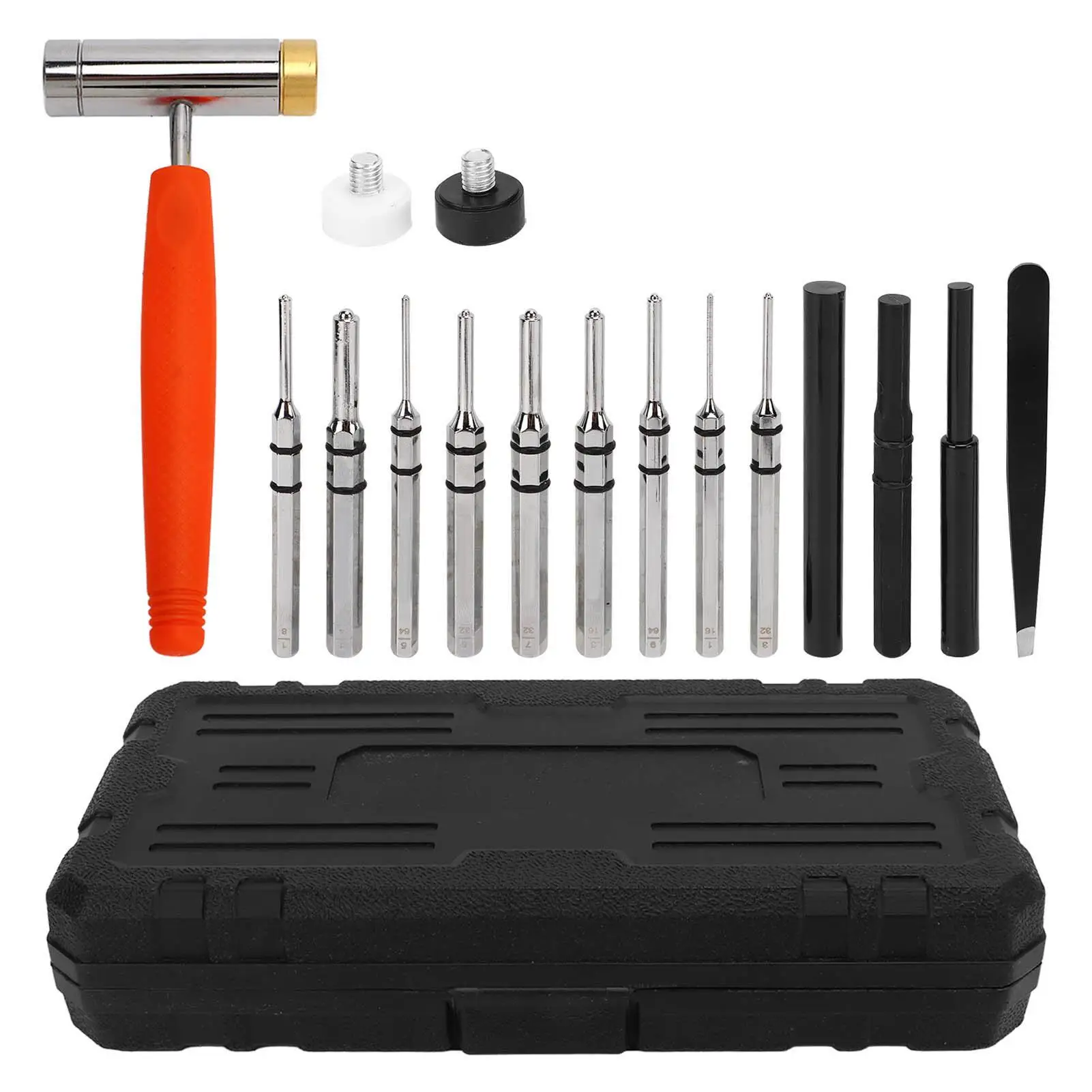 12-Piece Heat Treated Pin Punch Set with Lightweight Detachable Hammer & Storage Box for machinery Maintenance