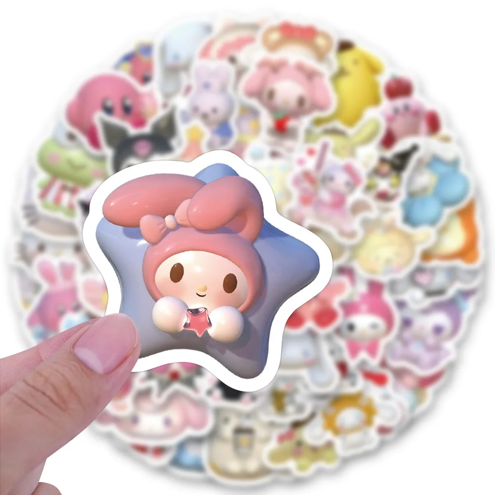 50/100 pz 3D stereoscopico Sanrio adesivi carino fai da te decorativo impermeabile adesivi Anime Kuromi My Melody kawai cassa del telefono