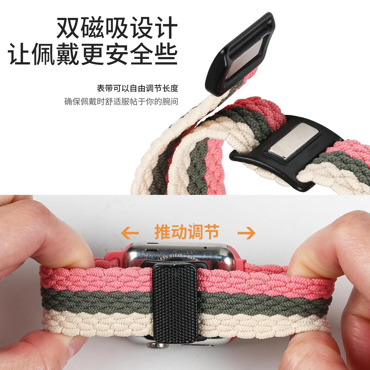 Geflochtene Schlaufe für Apple Watch Band 44 mm 45 mm 42 mm 40 41 mm 46 mm 49 mm Armband Magnetisches iWatch Series Ultra 2 10 9 SE 8 7 6 5 Armband