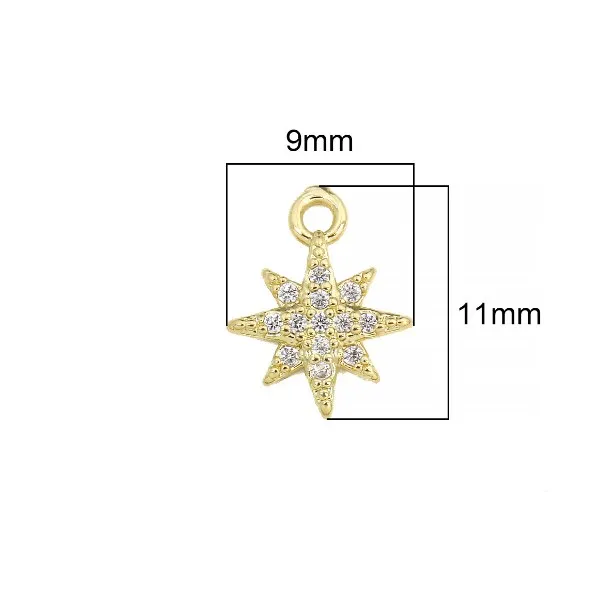 1pcs 14k Star lightning  gold plated copper zircon planet pendants DIY Making Earrings Necklaces Jewelry Fittings