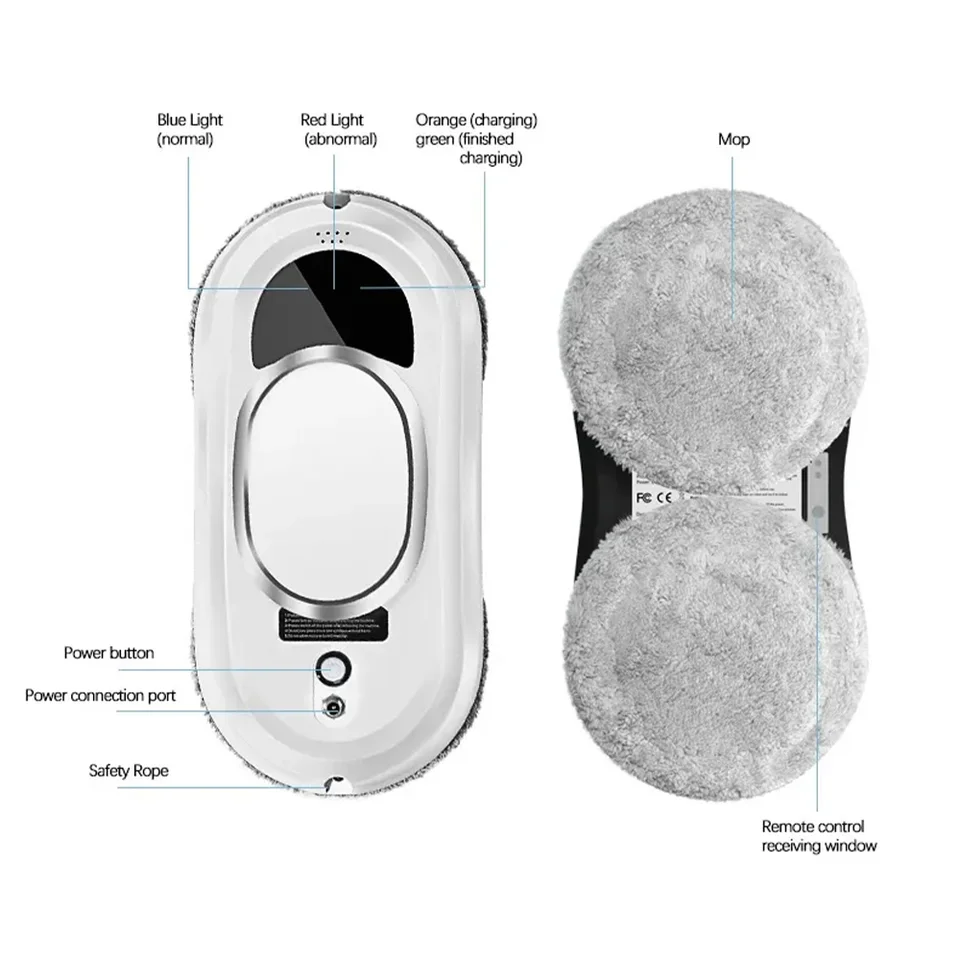 Electric Window Cleaning Robot 5600Pa Automatic & Remot Control Limpiacristales Vacuum Glass Washing Robot for Home Appliances - Detail Angle #04