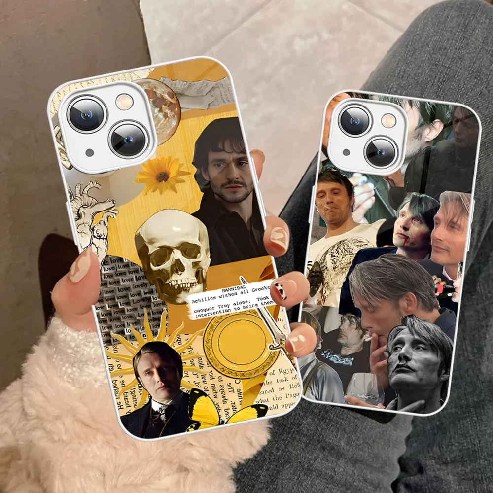 Cool Graham Hannibal Mads Mikkelsen Phone Case Tempered Glass For iphone 14 13 12 11 Pro Mini XS MAX 14Plus X XS XR Fundas