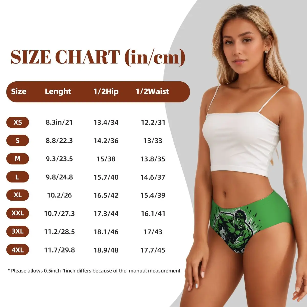 Biancheria intima calda comfort da donna con mutandine brevi personalizzate Hulk Green Anger Smash