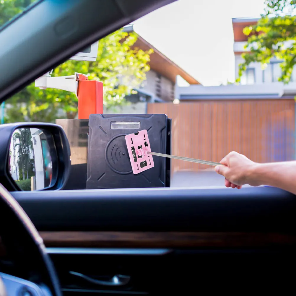 

2Pcs Telescopic Rod Card Holder Aluminum Alloy Car Parking Toll Swiping Rod Adjustable Length Vehicle Parking Swiping Stick