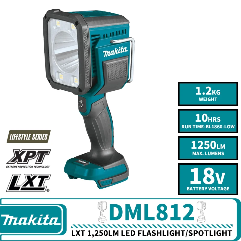 Makita DML812 LXT LED Flashlight Spotlight 18V Lithium Power Tools 1250LM