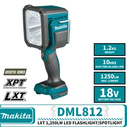 LED懐中電灯,Makita-DML812 lxt,18v,リチウム電池,1250lm