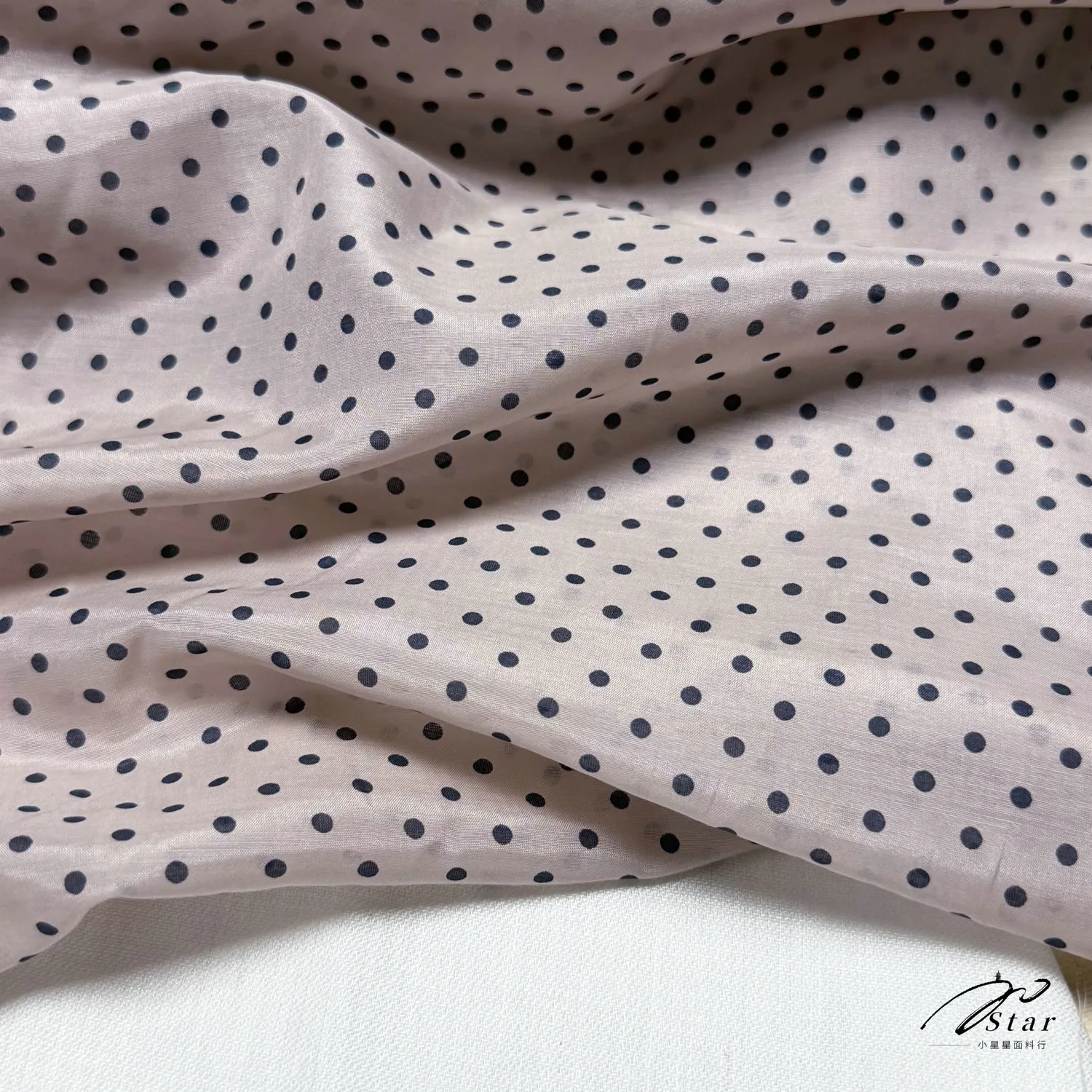 Pink Bottom Black Small Polka Dot Thin Silk Cotton Fabric Shirt Dress Silkworm Silk Satin Fabric Spring and Summer