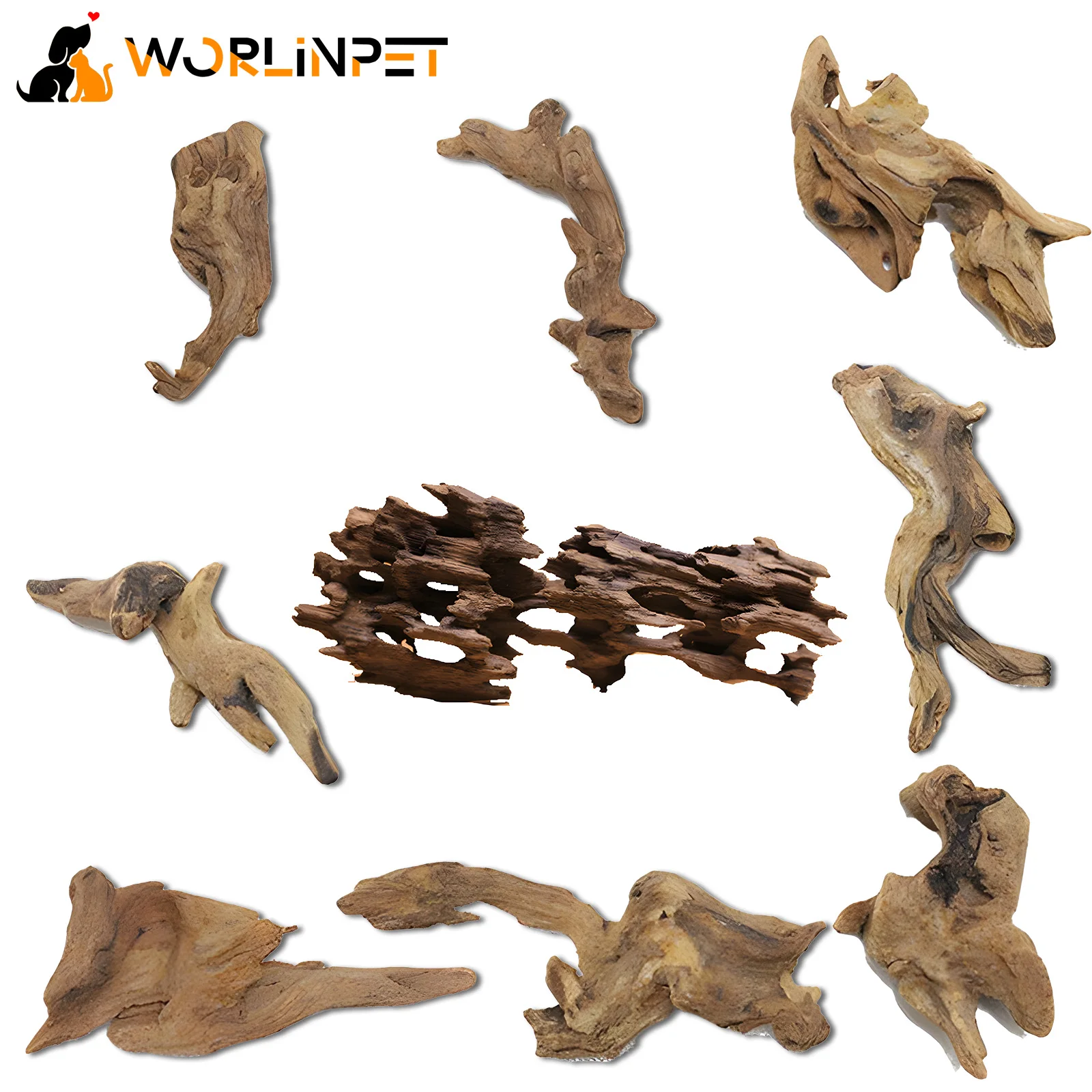 Wolinpet Natural Coral Driftwood for Aquarium Decor Fish Tank Decorations, Assorted Driftwood Branch 3-6\