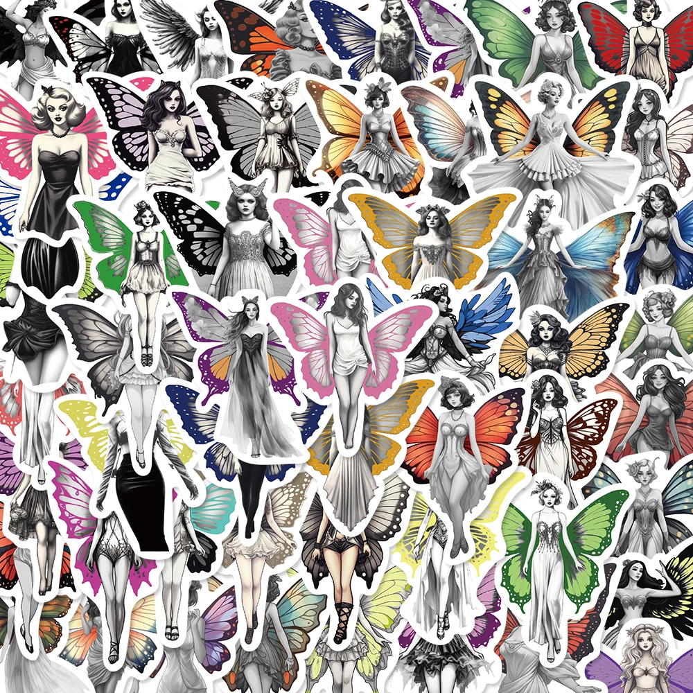 

50 шт., наклейка с крылатым бабочкой для девочек, водостойкая граффити, пейзаж, ноутбук, искусство, кафе, телефон, жизнь, сделай сам, наклейки для скейтборда