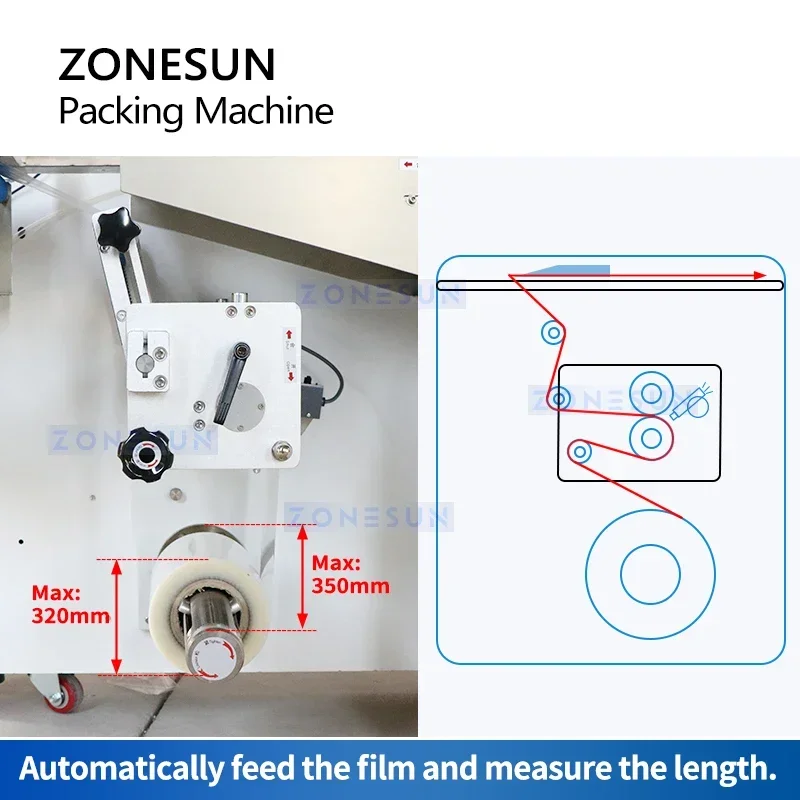 ZONESUN Horizontal Flow Wrapper Back Line Sealed Bags Cosmetic Bottle Tube  Facial Mask Tissue Bagging Machine ZS-ZB350X