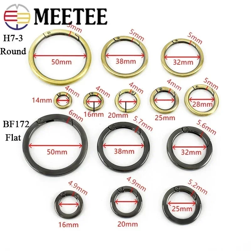 5Pcs 16-50mm Metal O Ring Buckles Circle Openable Keychain Rings Bag Strap Belt Snap Clasp Clip Hook Dog Collar Accessories